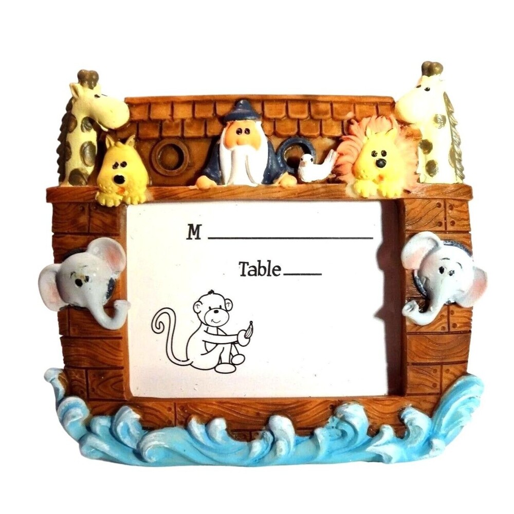 Noah and Friends Picture Frame Place Card Holder Ceramic Baby Gift NEW